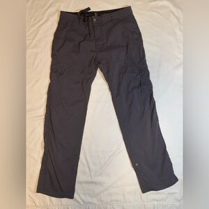 Prana Men's Stretch Zion Cargo Cabincore Gorpcore Pants Dark Gray 34x32